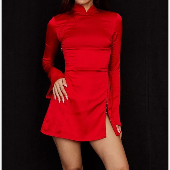 House of CB Dresses & Skirts - House of CB Alyssa Long Sleeve Satin Minidress